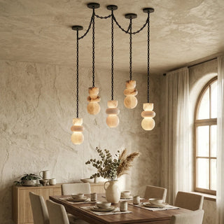 Alabaster Cylindrical Chain Chandelier - Vidirlighting