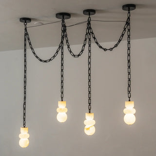 Alabaster Cylindrical Chain Chandelier
