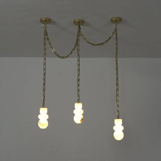 Alabaster Cylindrical Chain Chandelier