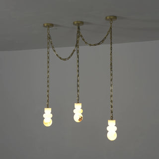 Alabaster Cylindrical Chain Chandelier