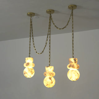 Alabaster Cylindrical Chain Chandelier