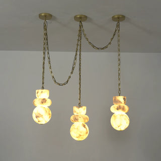 Alabaster Cylindrical Chain Chandelier