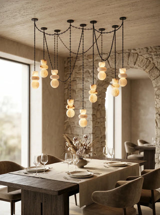 Alabaster Cylindrical Chain Chandelier - Vidirlighting