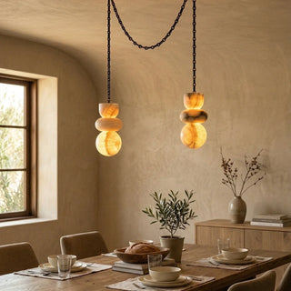 Alabaster Cylindrical Chain Chandelier - Vidirlighting