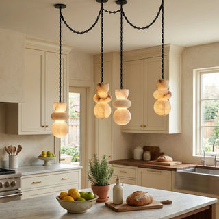 Alabaster Cylindrical Chain Chandelier - Vidirlighting