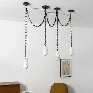 Alabaster Cylindrical Chain Chandelier