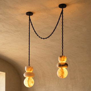 Alabaster Cylindrical Chain Chandelier - Vidirlighting