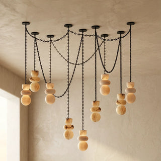 Alabaster Cylindrical Chain Chandelier - Vidirlighting