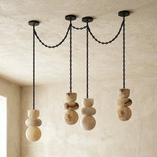 Alabaster Cylindrical Chain Chandelier - Vidirlighting