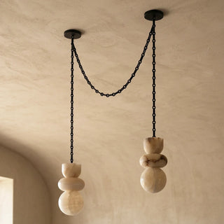 Alabaster Cylindrical Chain Chandelier - Vidirlighting