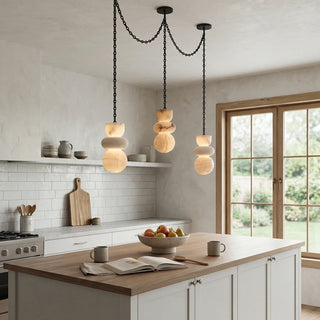Alabaster Cylindrical Chain Chandelier - Vidirlighting