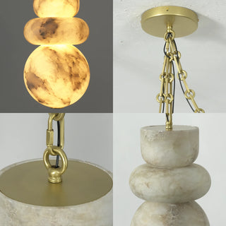 Alabaster Cylindrical Chain Chandelier