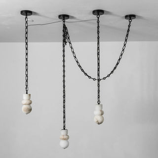 Alabaster Cylindrical Chain Chandelier