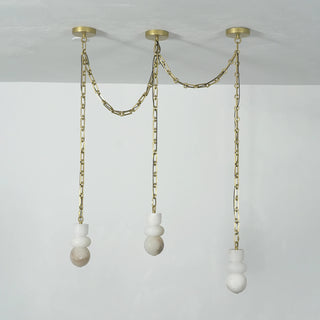 Alabaster Cylindrical Chain Chandelier