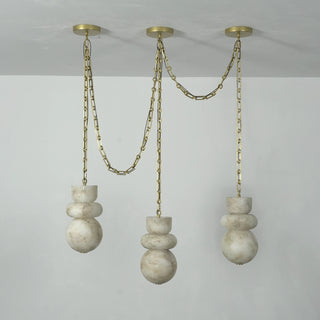 Alabaster Cylindrical Chain Chandelier