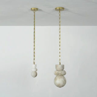 Alabaster Cylindrical Chain Chandelier