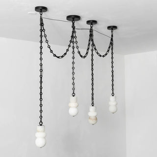 Alabaster Cylindrical Chain Chandelier