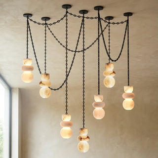 Alabaster Cylindrical Chain Chandelier - Vidirlighting