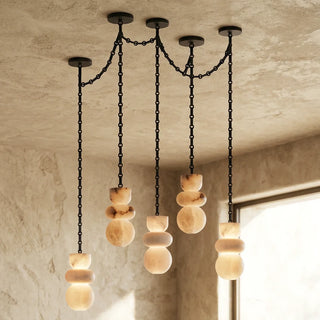 Alabaster Cylindrical Chain Chandelier - Vidirlighting