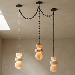 Alabaster Cylindrical Chain Chandelier - Vidirlighting