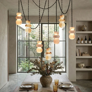 Alabaster Cylindrical Chain Chandelier - Vidirlighting