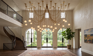 Alabaster Cylindrical Cluster Chain Chandelier