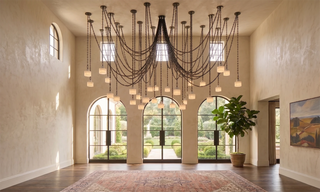 Alabaster Cylindrical Cluster Chain Chandelier