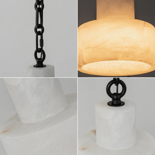 Alabaster Cylindrical Cluster Chain Chandelier