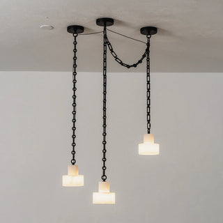 Alabaster Cylindrical Cluster Chain Chandelier