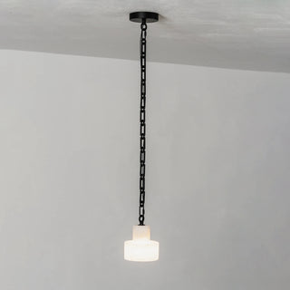 Alabaster Cylindrical Cluster Chain Chandelier