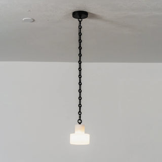 Alabaster Cylindrical Cluster Chain Chandelier