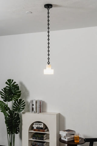 Alabaster Cylindrical Cluster Chain Chandelier