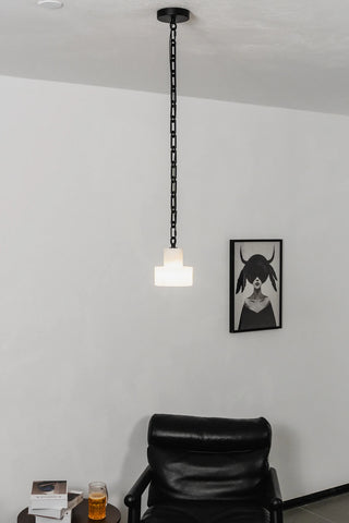 Alabaster Cylindrical Cluster Chain Chandelier