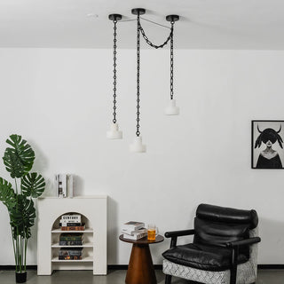 Alabaster Cylindrical Cluster Chain Chandelier