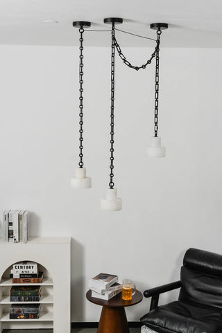Alabaster Cylindrical Cluster Chain Chandelier