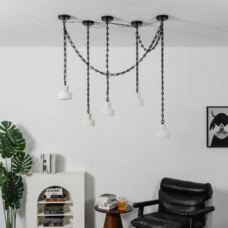 Alabaster Cylindrical Cluster Chain Chandelier