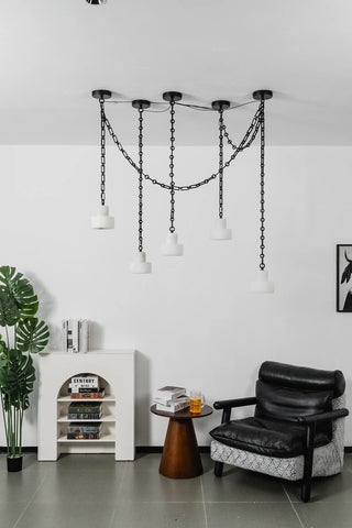 Alabaster Cylindrical Cluster Chain Chandelier