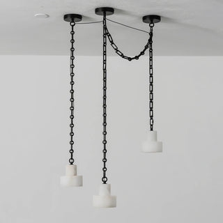 Alabaster Cylindrical Cluster Chain Chandelier