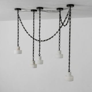 Alabaster Cylindrical Cluster Chain Chandelier