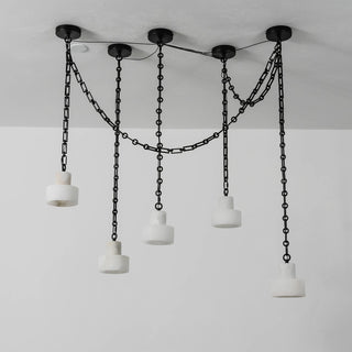Alabaster Cylindrical Cluster Chain Chandelier