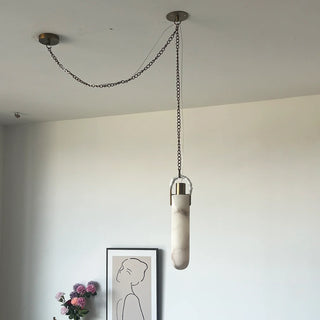 Alabaster Cylindrical Draped Chain Chandelier - Vidirlighting