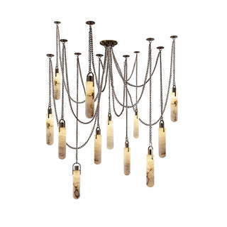 Alabaster Cylindrical Draped Chain Chandelier - Vidirlighting