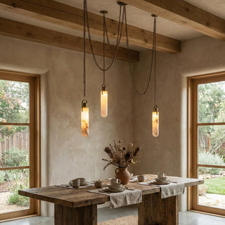 Alabaster Cylindrical Draped Chain Chandelier - Vidirlighting
