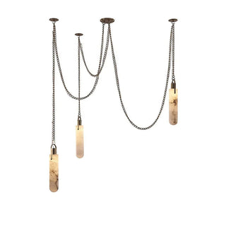 Alabaster Cylindrical Draped Chain Chandelier - Vidirlighting