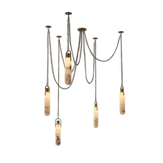 Alabaster Cylindrical Draped Chain Chandelier - Vidirlighting