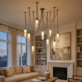 Alabaster Cylindrical Draped Chain Chandelier - Vidirlighting