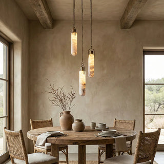 Alabaster Cylindrical Draped Chain Chandelier - Vidirlighting