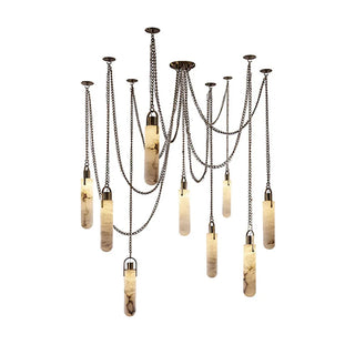 Alabaster Cylindrical Draped Chain Chandelier - Vidirlighting