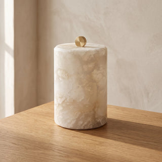 Alabaster Cylindrical Table Lamp