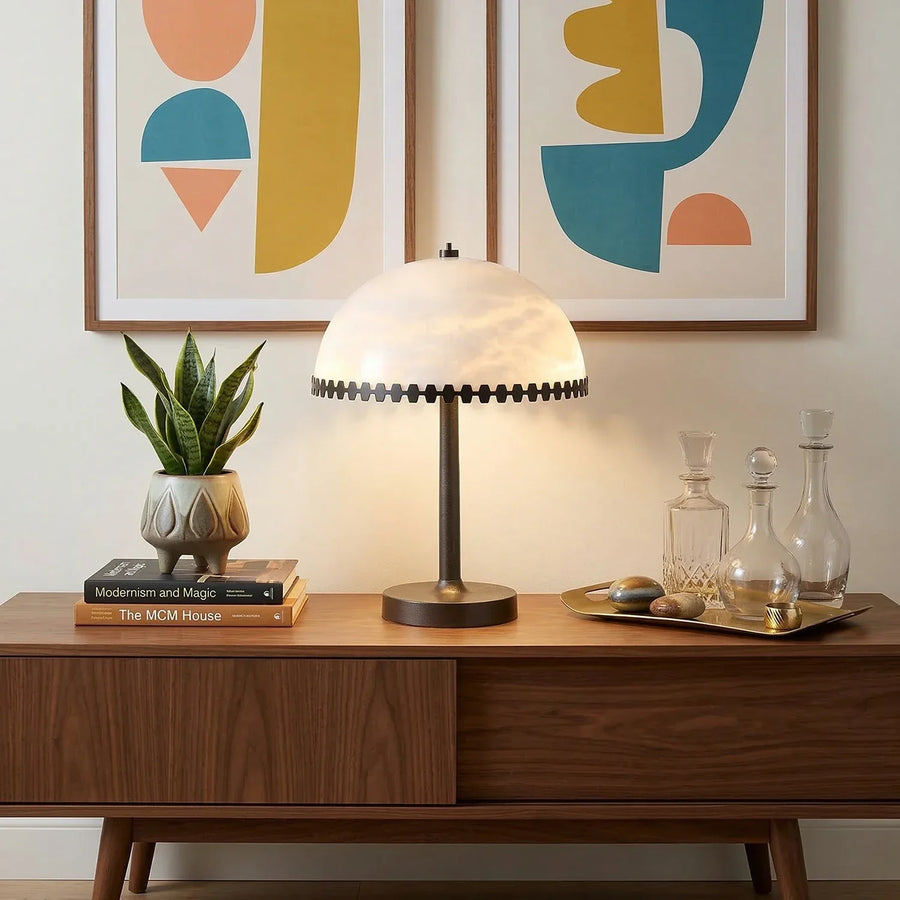 Alabaster Dome Trim Table Lamp